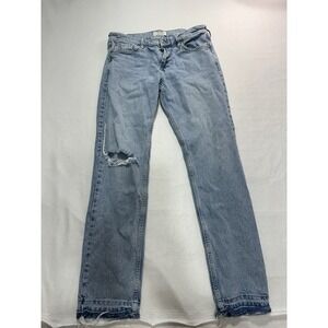 Free People Jeans 29 Women's Blue Denim Boho Distressed Straight